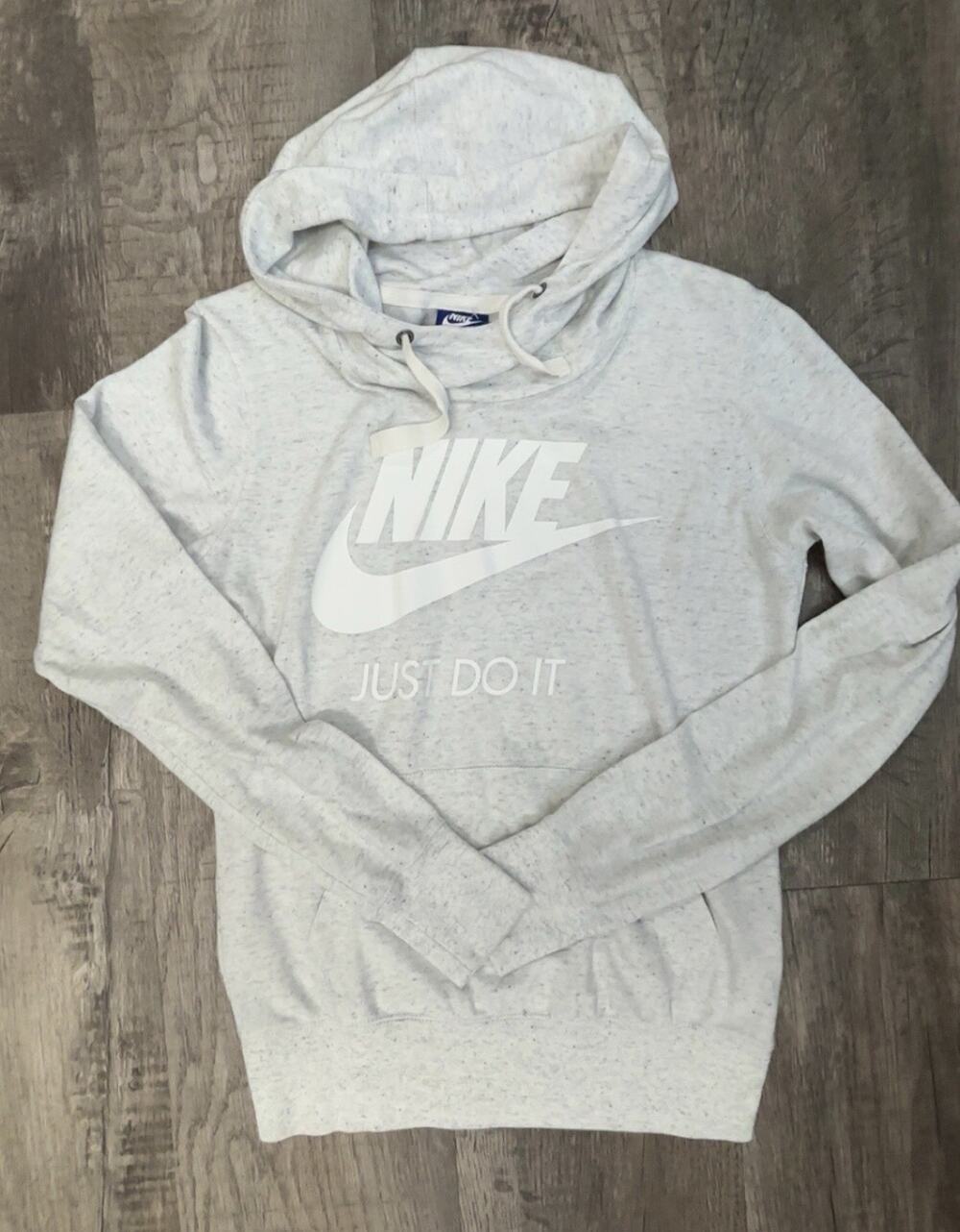 Nike Sportswear Gym Vintage Womens Hoodie Small Grey Pullover Just Do It Logo S